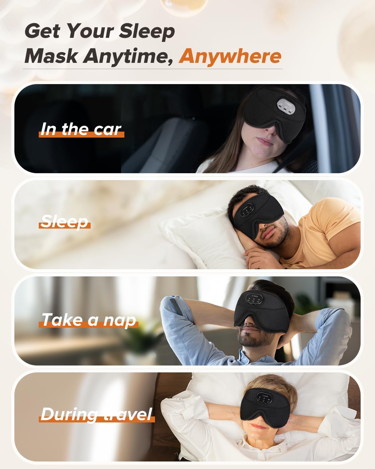 LC-dolida Sleep Headphones White Noise Bluetooth Sleep Mask 3D Wireless Eye Mask for Sleeping Sleep Mask with Bluetooth Headphones for Side Sleepers Travel Yoga Cool Gifts for Men Women