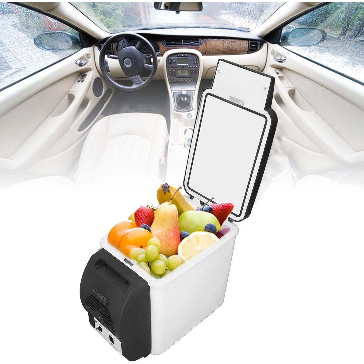 2 in 1 Car Refrigerator Mini 12V 6L Car Refrigerator with Cooler and Warmer Low Noise Cosmetic Food Fridge Fast Cooling Multifunctional Portable Freezer for Car RV Truck Boat Van Travel Outdoor