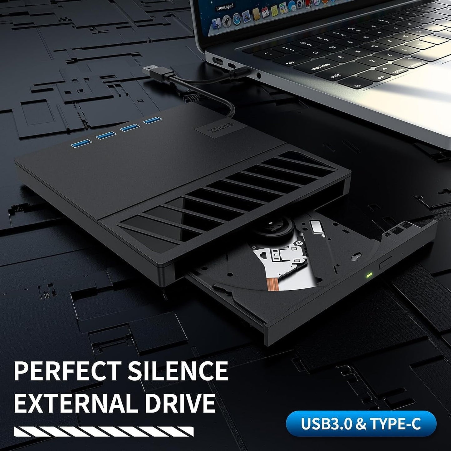 Foreyou External CD/DVD Drive for Laptop 7 in 1 USB Ultra-Slim Portable CD/DVD Player Burner