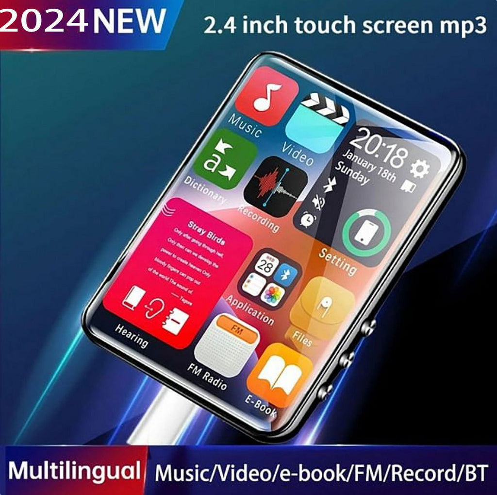 128GB Support MP3 Player 2.4 Inch Touch Screen Music Player Black Hifi Bluetooth Lossless Audio Recorder FM Radio Mp4 Video Player Ebook