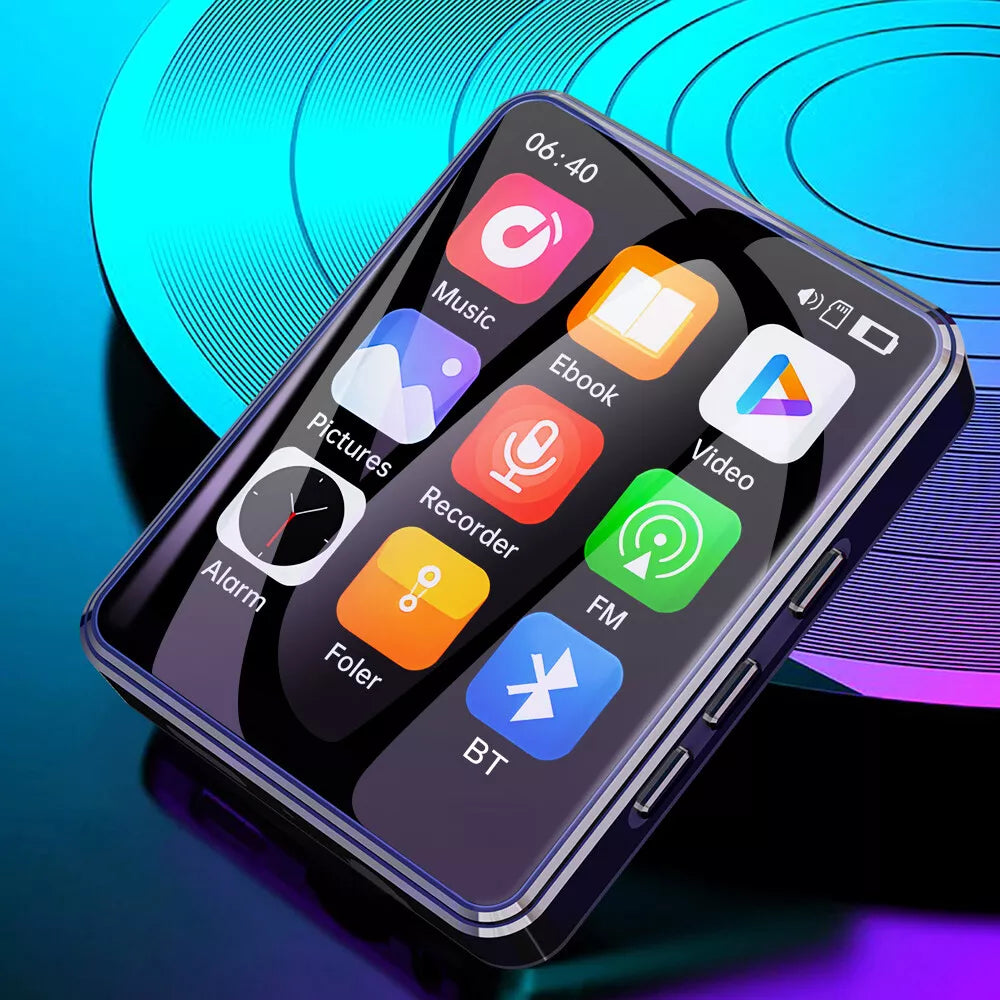 MP3 Player Bluetooth 5.3 32GB Mp3 Music Player with 2.4 Touch Screen Portable Digital Audio Player with HD Speaker FM Radio Sports Music Player Recording Support up 128GB Black