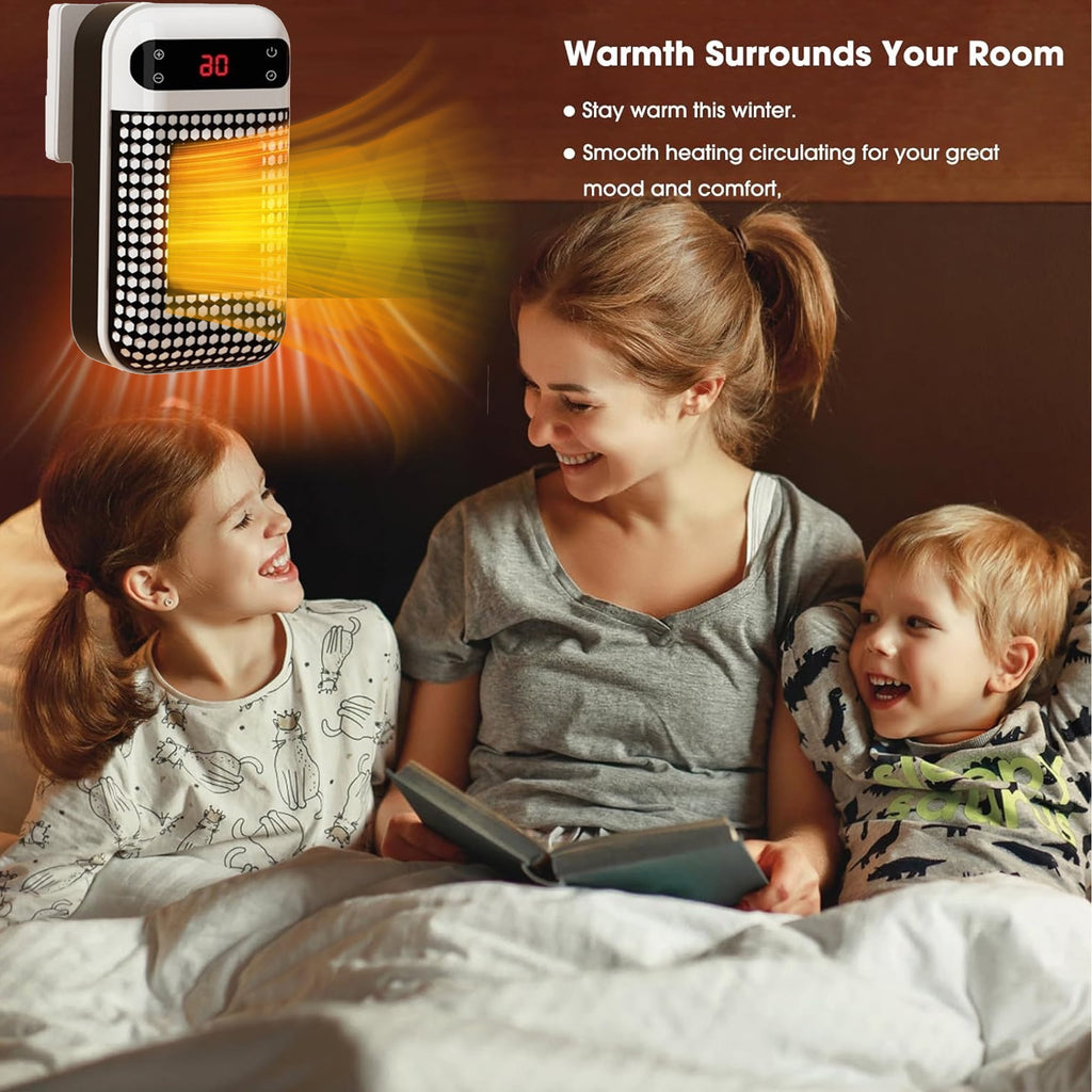 MUSICOZY Upgrade Smart Wall Space Heater 500W/800W Portable Electric Small Heater With Adjustable Thermostat and Timer Overheat Protection Safe Heater for Office Dorm Dog Room (White-500W)