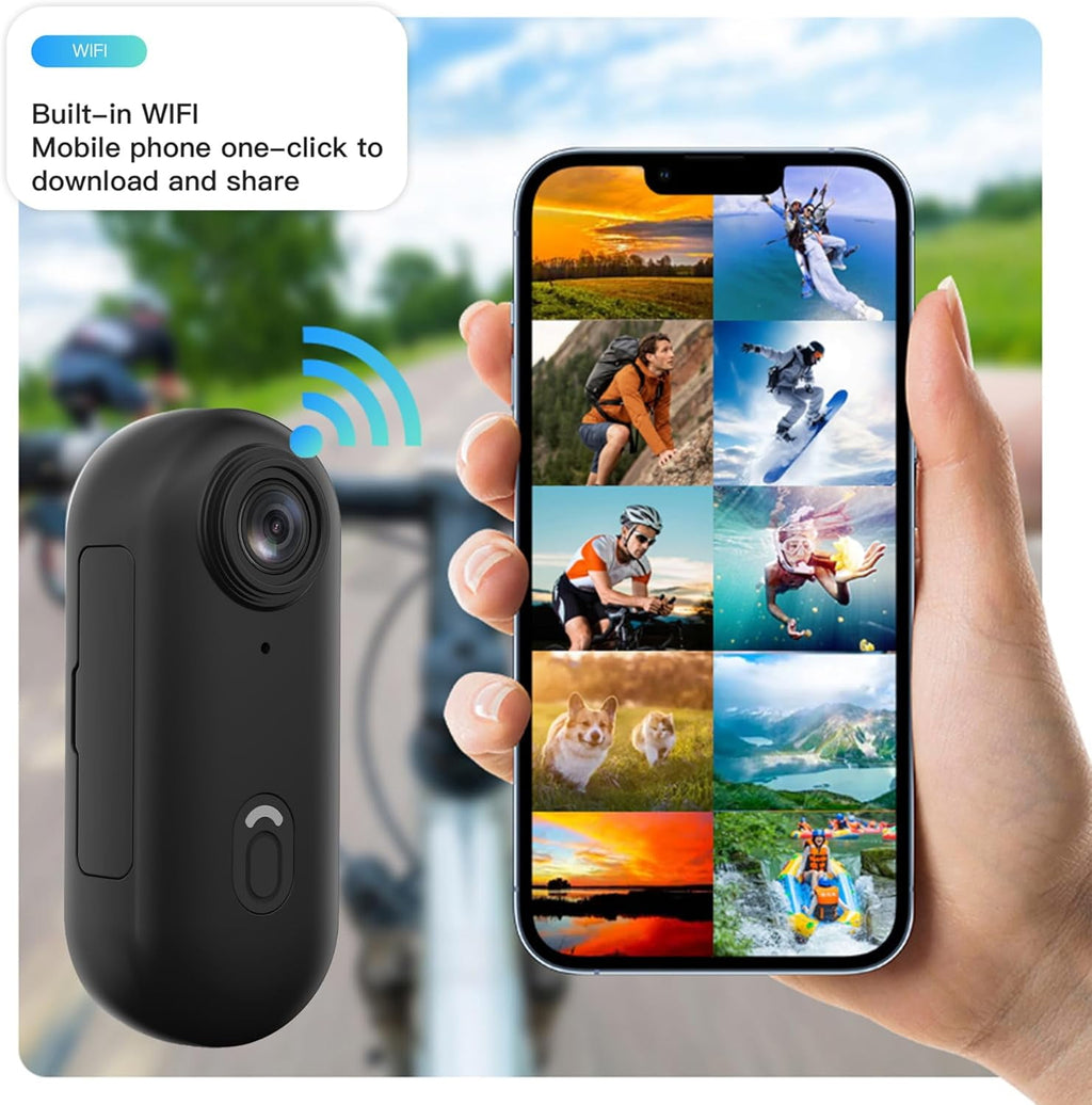 4K Mini WIFI Action Camera 128GB Police Cam Portable Body Cam Wearable Video Recorder with IPX7 Waterproof Underwater Camcorder Helmet Mount Magnetic Sport DV for Bike Cycling Pet Vlogging(Black)