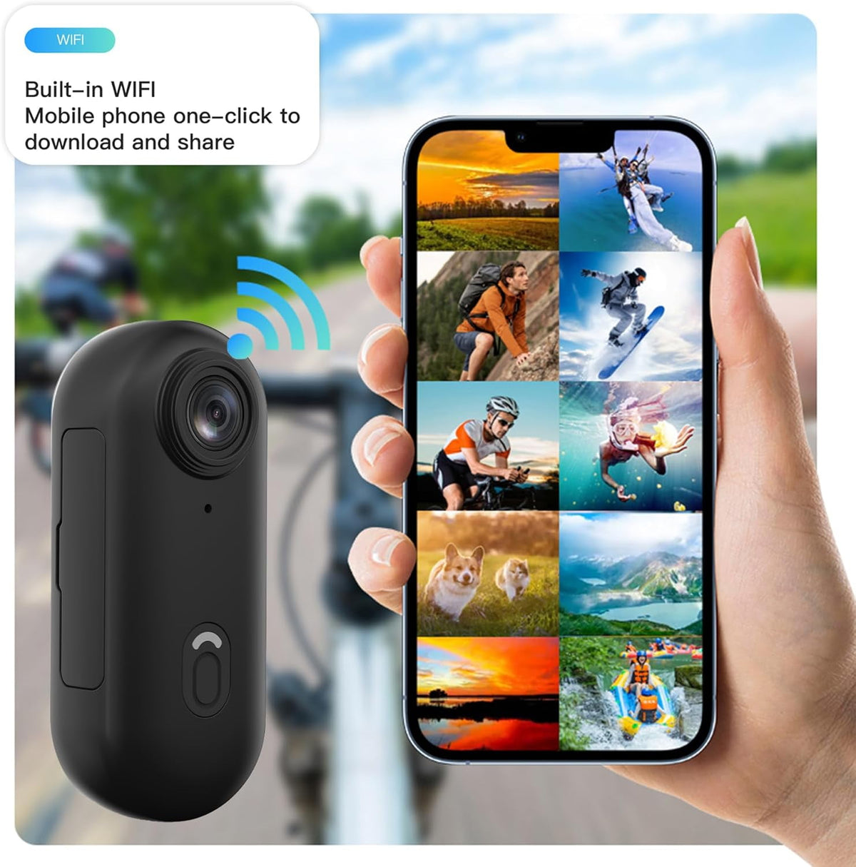 4K Mini WIFI Action Camera 128GB Police Cam Portable Body Cam Wearable Video Recorder with IPX7 Waterproof Underwater Camcorder Helmet Mount Magnetic Sport DV for Bike Cycling Pet Vlogging(Black)