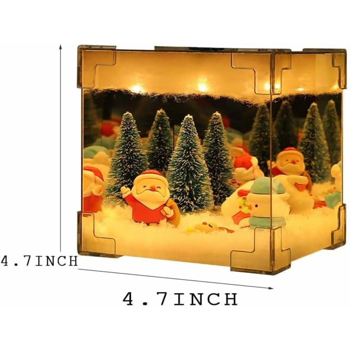 Christmas Night Light, Christmas Old Man Snowman Decoration Lamp, Xmas DIY Magic Cube Mirror Night Light, Xmas Handmade Decoration with Material Kit,Night Light for Indoor Christmas Decor,Random Dol
