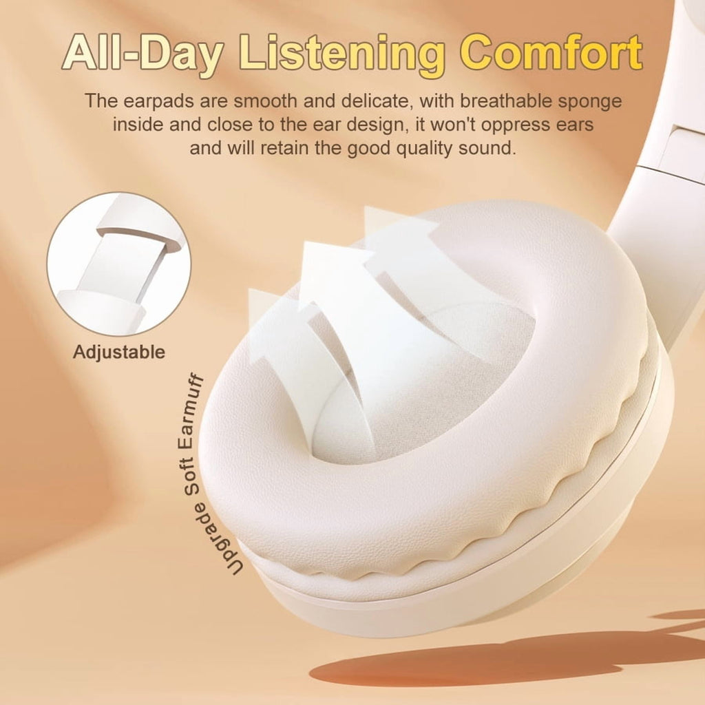 Wireless FM Radio Headphones with Bluetooth Built-in Microphone LED Display Rechargeable & Portable Headphones Soft Ear Muffs FM Headset Radio Receiver for Meeting Works Hiking Jogging