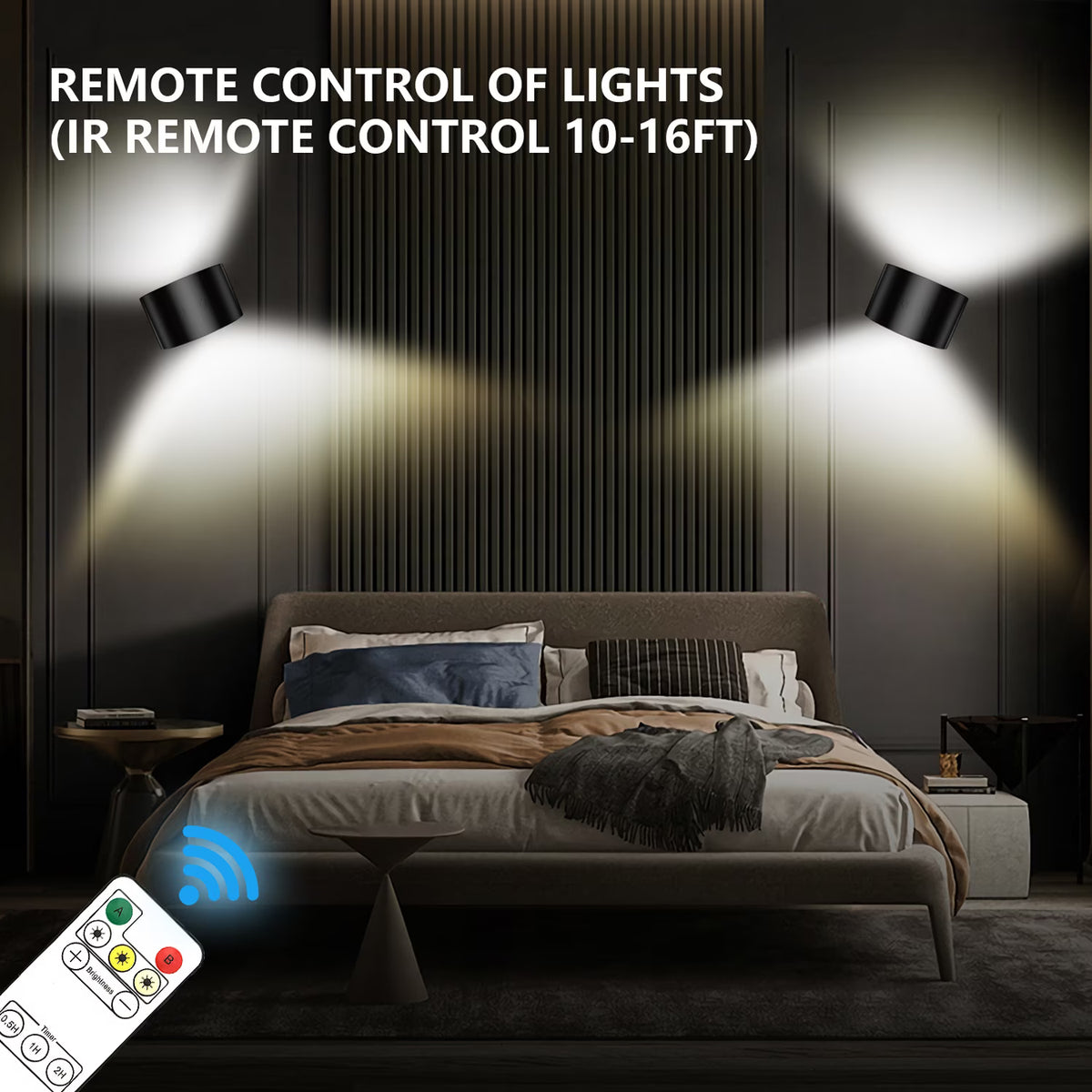 Wall Light,Magnetic Wall Sconce,Rechargeable Wall Mounted Lamp with LED 3 Color 4 Brightness Stepless Dimming,360° Rotate,Remote Control,Cordless Wall Lamp for Bedroom,Reading,Bedside,Closet,Hallway