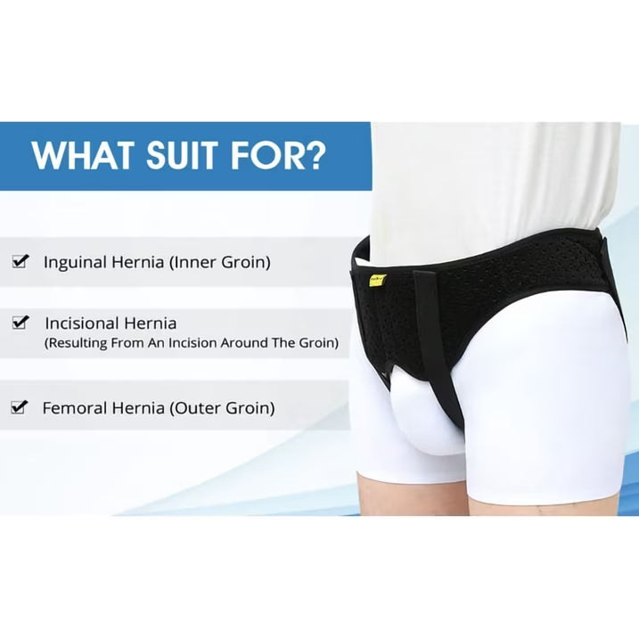 Hernia Belt Truss for Single/Double Inguinal or Sports Hernia, Hernia Support Brace for Men for Women Pain Relief Recovery Strap with 2 Removable Compression Pads Comfortable Material