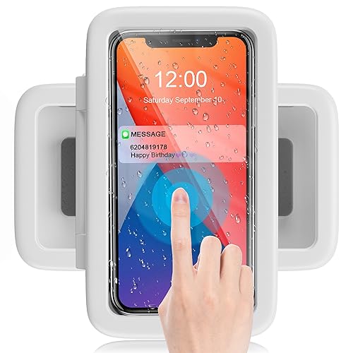 LC-dolida Shower Phone Holder Waterproof 480 Rotation Phone Stand Case Mount for Bathroom Batheub Kitchen Wall Mirro Compatible with iPhone 15 14 13 12 11 Plus Pro Max XS XR up to 6.8  Cell Phone