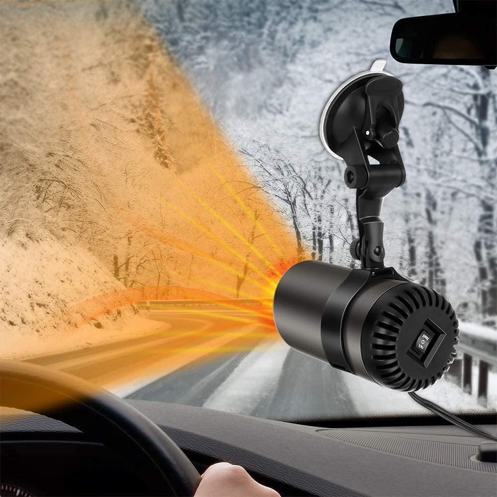 MUSICOZY 2 in1 Car Heater and Cooler 12V 150W Portable Windshield Defogger and Defroster Fast Car Heater Defroster Plug in Automobile Windscreen Fan with Suction Holder for All Cars Black