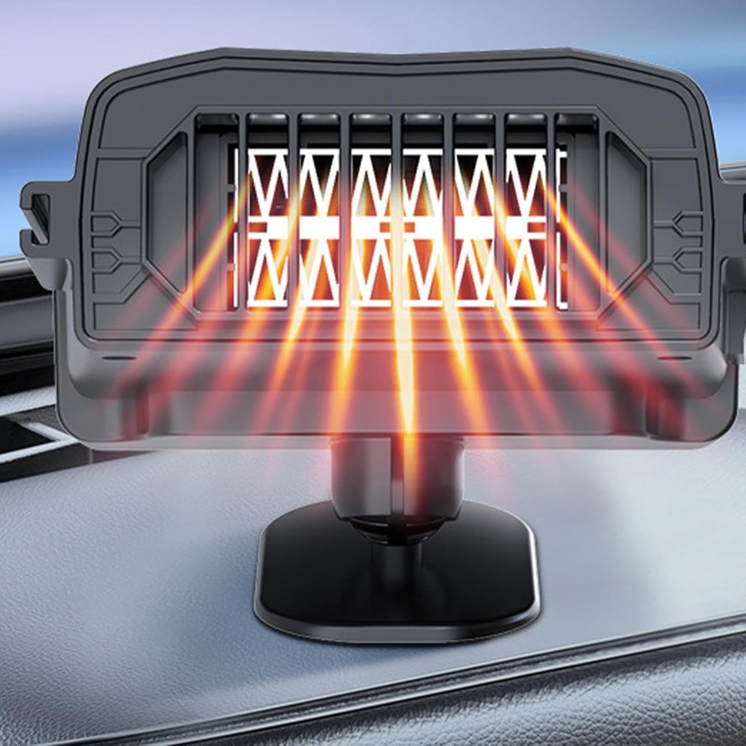 MUSICOZY Car Heater Fan 12v 150w Winter Windshield Defogger and Defroster 2 in 1 Portable Car Fast Heating Cooling Fan Can Heat for Seat with 1.4M Line 360° Rotatable Base Car Heater(Black)