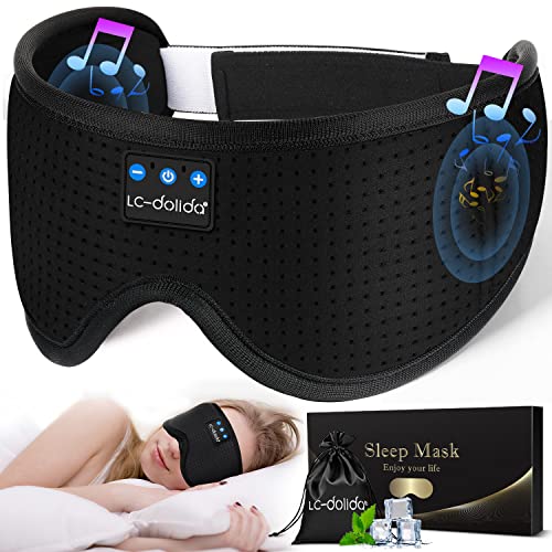 Sleep Headphones  Silk Sleep Mask Bluetooth Wireless Music Eye Mask  Sleeping Headphones for Side Sleepers Sleep Mask with Bluetooth Headphones Ultra-Thin Stereo Speaker Perfect for Sleeping