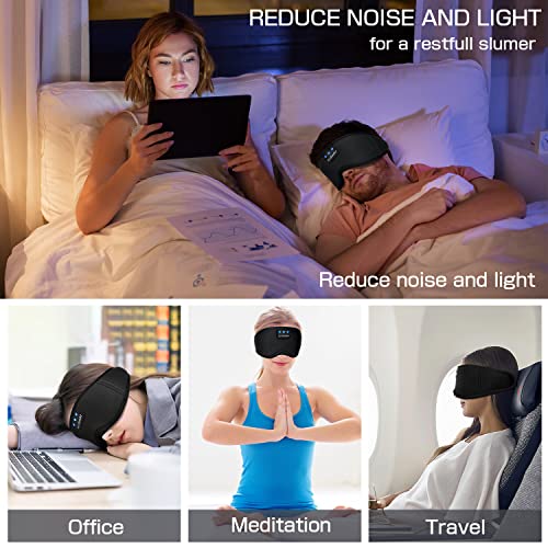 Sleep Headphones  Silk Sleep Mask Bluetooth Wireless Music Eye Mask  Sleeping Headphones for Side Sleepers Sleep Mask with Bluetooth Headphones Ultra-Thin Stereo Speaker Perfect for Sleeping