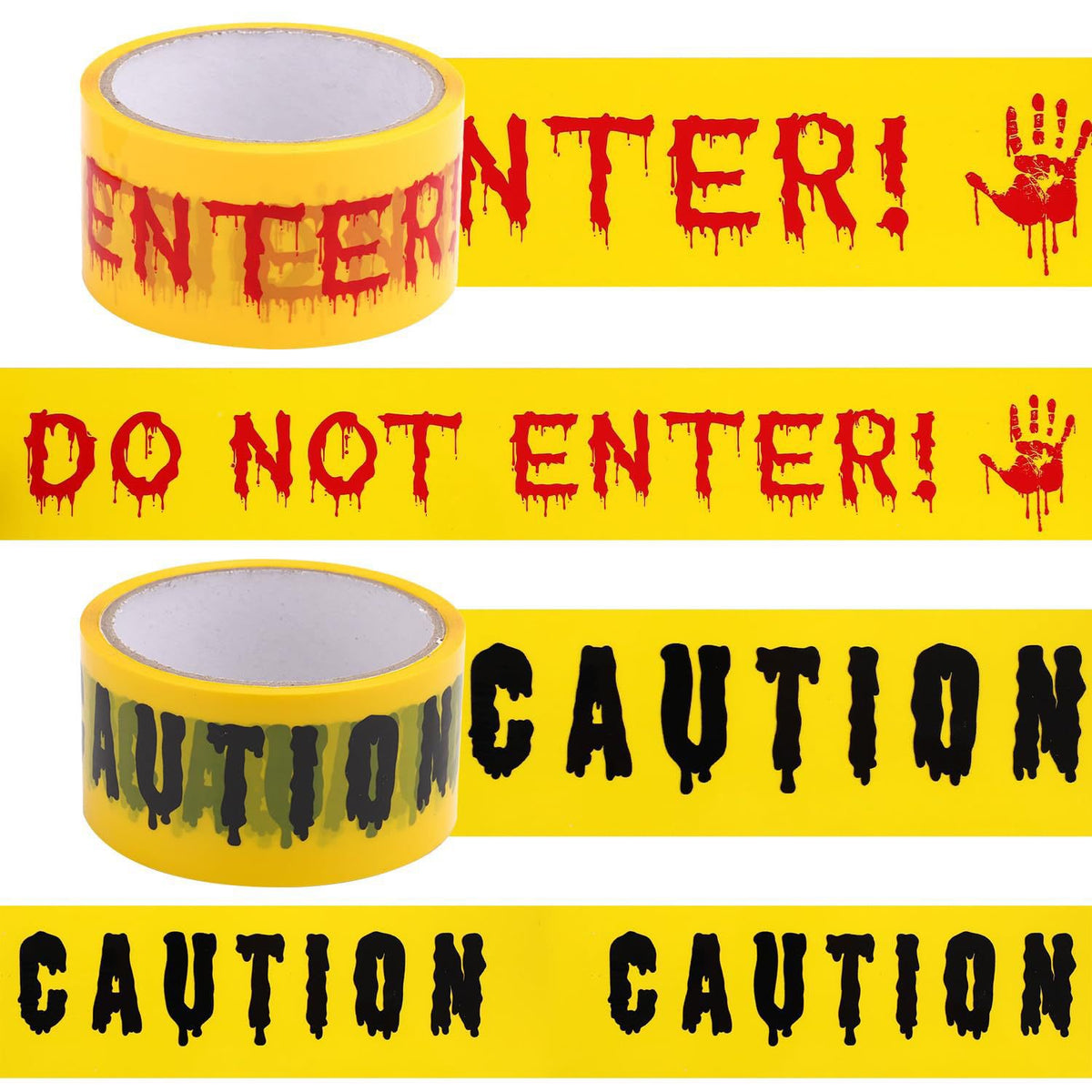 Halloween Decorations Caution Tape, 2Pcs 2Inx82Ft/Roll Do Not Enter Tape and Caution Tape, Halloween Warning Tape for Indoor Outdoor Halloween Party Decorations, Yellow