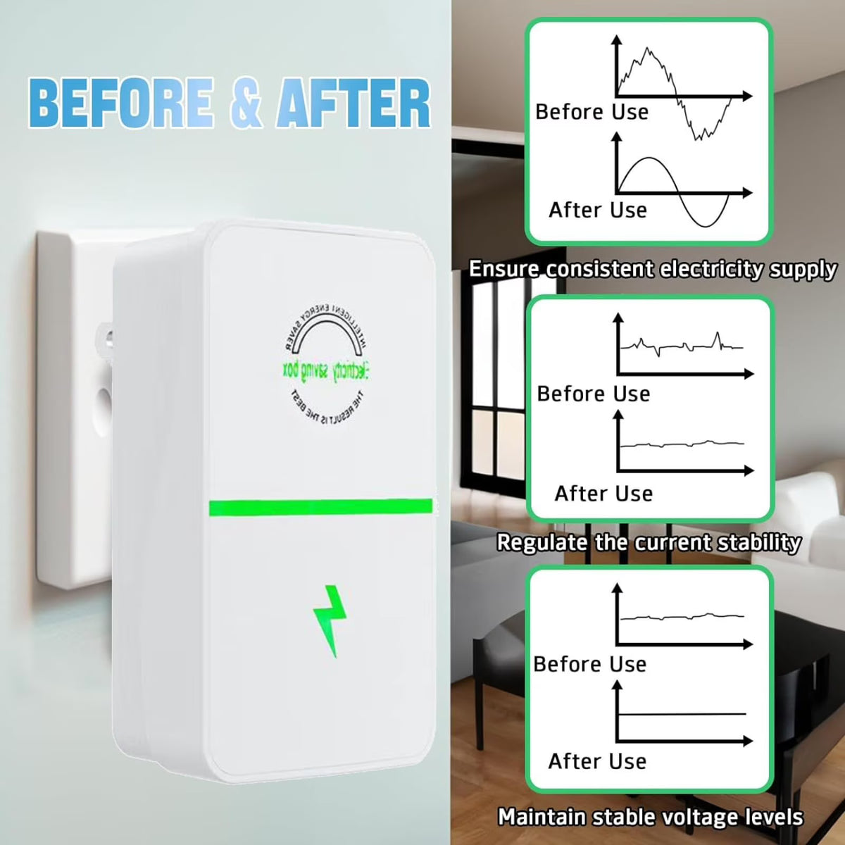 Power Saver Pro x,Electricity Saving Box,Energy Saving Device,High Efficiency Household Stable Voltage Device US Plug Reduces Energy Costs, Stabilize Voltage 4 Pack