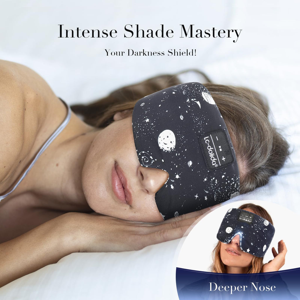 Sleep Mask with Bluetooth Headphones  Silk Eye Mask for Sleeping Side Sleepers  5.4 Bluetooth Silk Sleep Mask Headphones for Women Men with Thin Speaker  Blackout  Cooling  Comfort