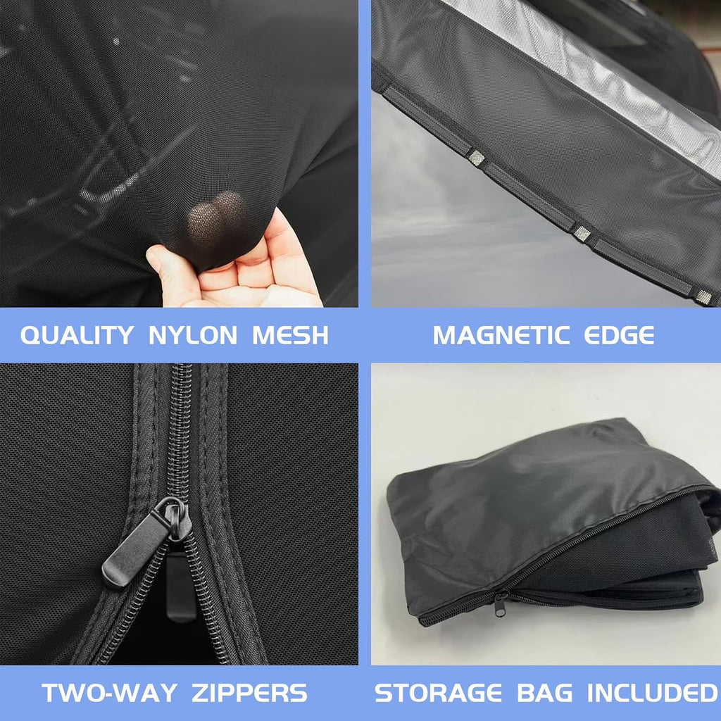 Car Camping Tailgate Mesh Screen for SUV, Magnetic Car Tailgate Mosquito Net with Zipper, Universal SUV/MPV Tailgate Back Door Mosquito Net Car Camping Essentials (58" L x 57" H, Black)