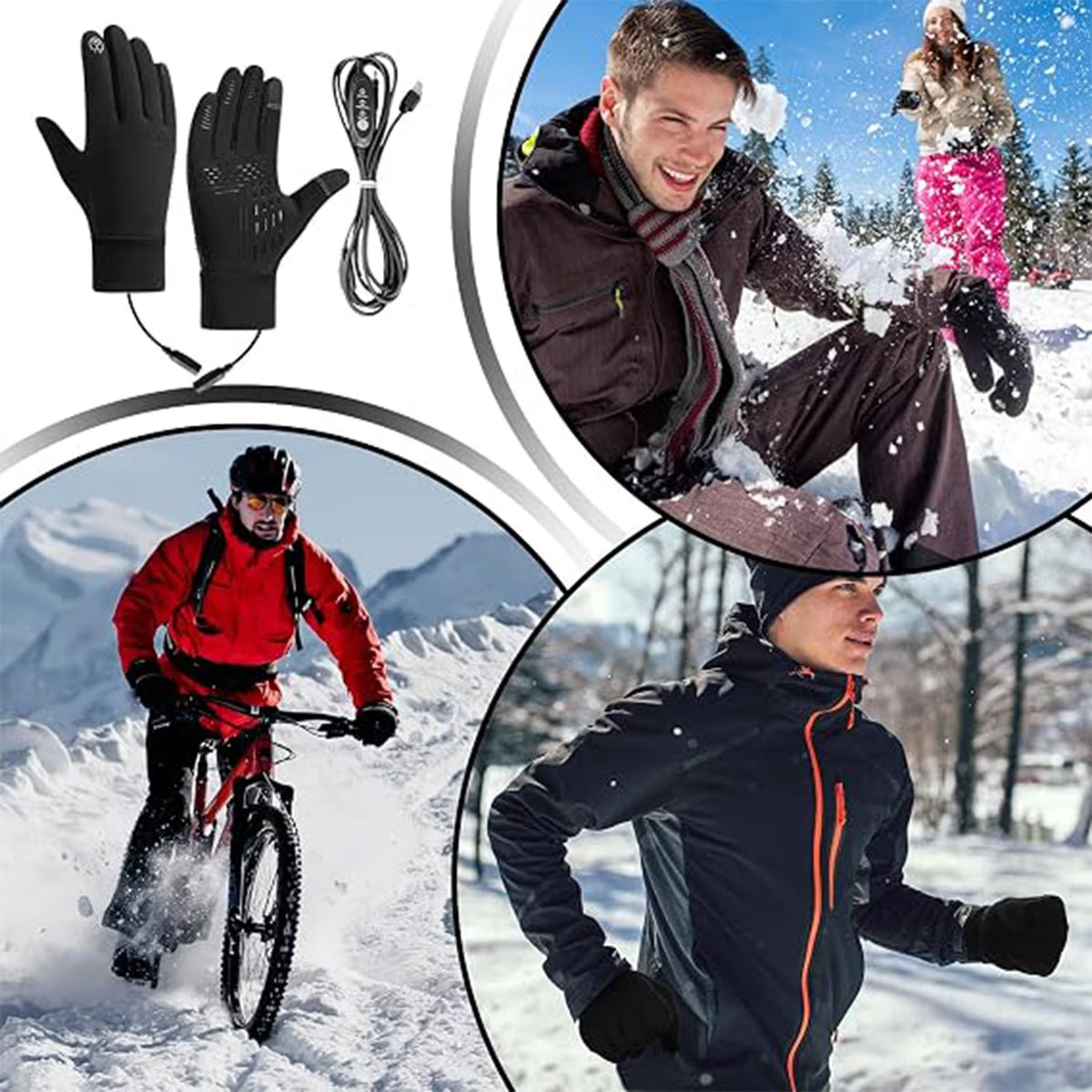 Heated Gloves for Men Women, Winter Electric USB Heated Gloves Mitten Hand Warmer Touchscreen Gloves Waterproof Touch Thermal Insulated Heated Gloves for Working Skiing Hiking Cycling