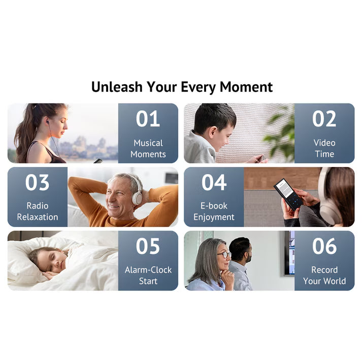 MUSICOZY 64GB MP3 Player with Bluetooth 5.3,Music Player Features HD Speaker, Earphone,2.4" Touch Buttons Screen with FM Radio Voice Recorder E-Book HiFi Sound,Support up to 128GB for Walking,Running