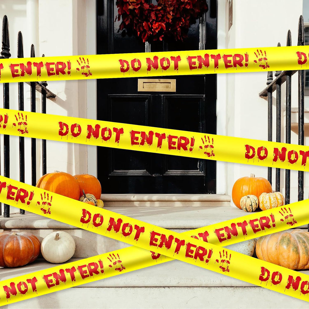 Halloween Decorations Caution Tape, 4Pcs 2Inx82Ft/Roll Do Not Enter Tape and Caution Tape, Halloween Warning Tape for Indoor Outdoor Halloween Party Decorations, Yellow
