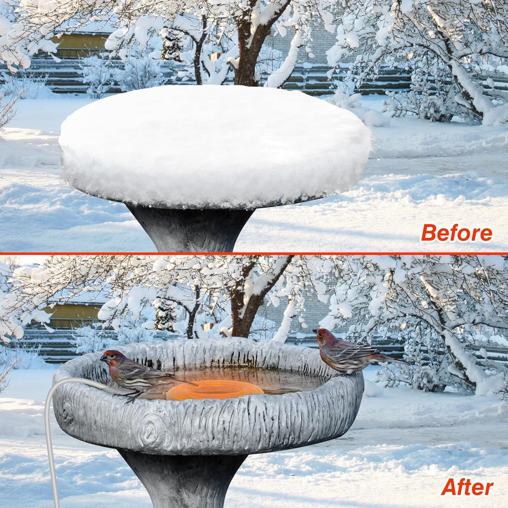 MUSICOZY Bird Bath Heater, 70W 120V Automatic Birdbath Deicer for Winter, Outdoor Birdbaths and Animal Water Bowls, Chicken Coop Water Deicer, 48±5°C Thermostat Control for Patio Garden,3.3ft Cord