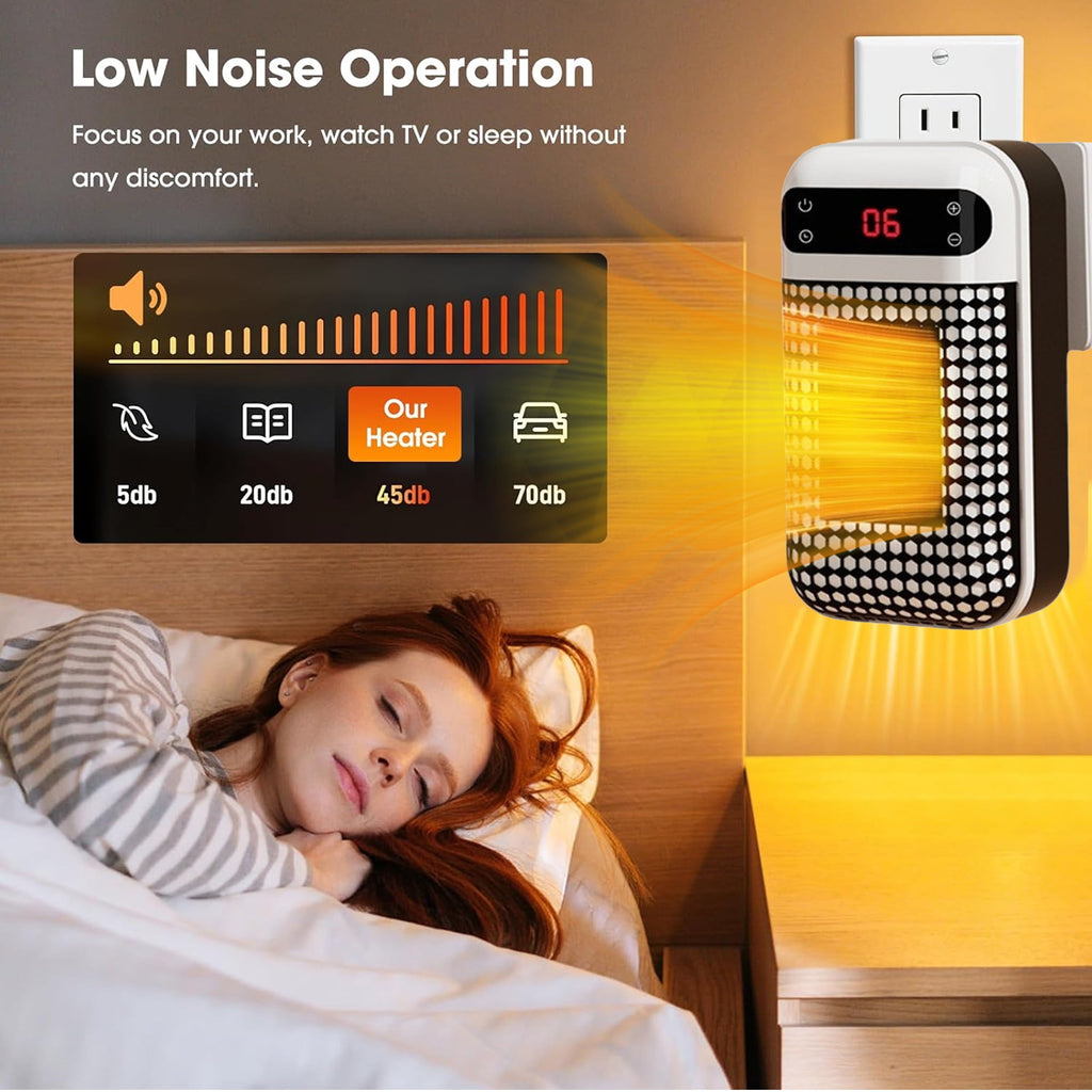 MUSICOZY Upgrade Smart Wall Space Heater 500W/800W Portable Electric Small Heater With Adjustable Thermostat and Timer Overheat Protection Safe Heater for Office Dorm Dog Room (White-500W)