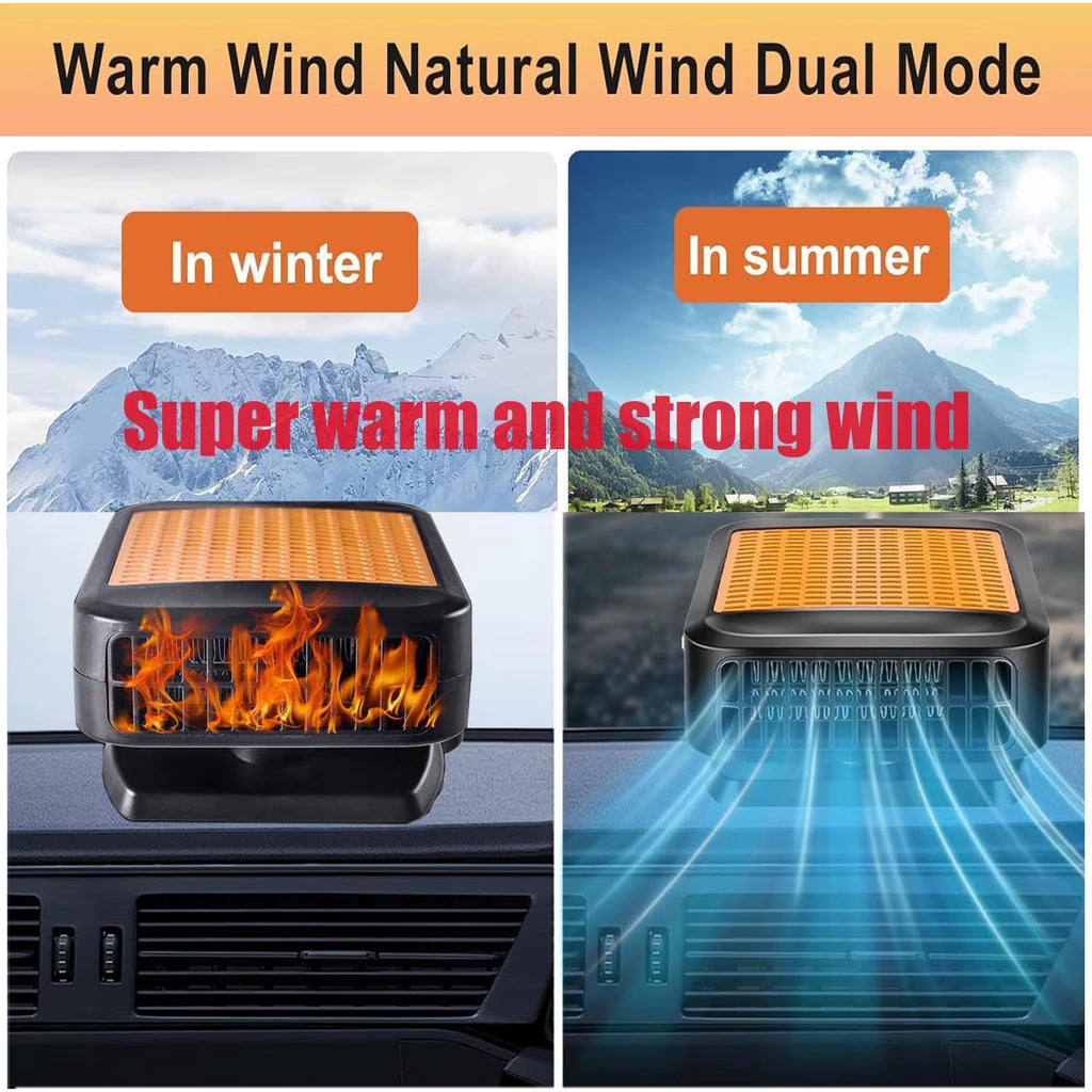 Car Heaters for Vehicle, 12V 200W Fast Heating and Cooling for Car Portable Car Heater and defroster That Plugs into Cigarette Lighter for Car 360° Rotary Car Defroster Windshield Heater (Orange)