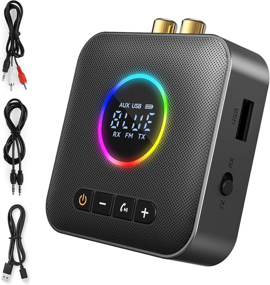 Bluetooth 5.4 HiFi Receivers 2-in-1 Bluetooth 5.4 Transmitter & Receiver for music Streaming Sound System Wireless Audio Adapter with 3.5mm RCA for Home Stereo System/Speakers/Car/TV/Tablet