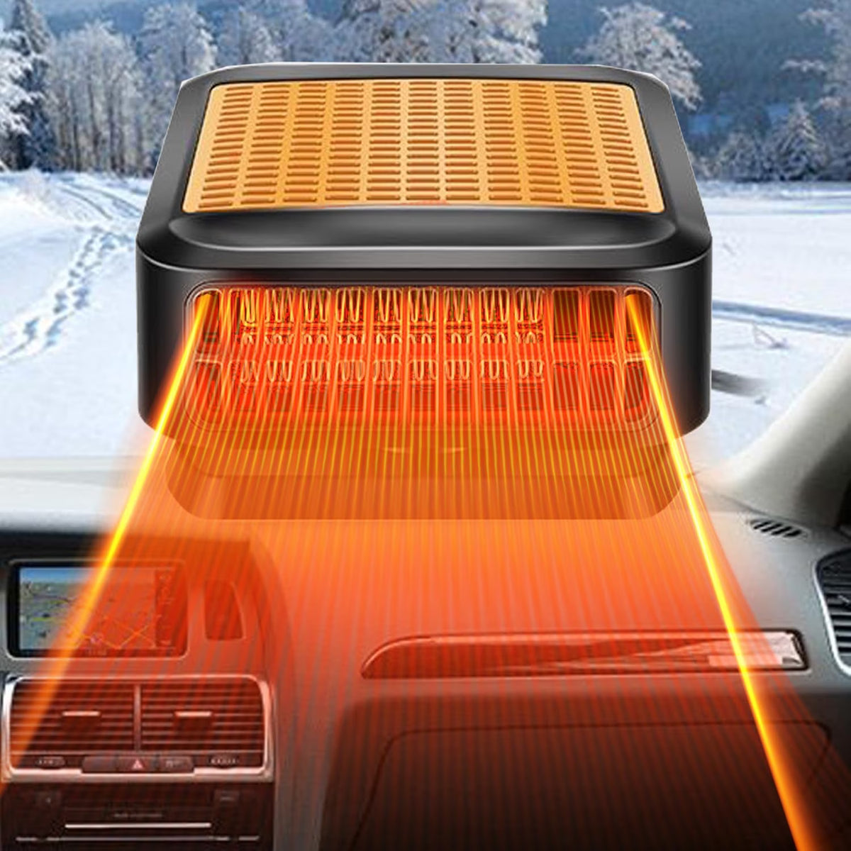 Car Heaters for Vehicle, 12V 200W Fast Heating and Cooling for Car Portable Car Heater and defroster That Plugs into Cigarette Lighter for Car 360° Rotary Car Defroster Windshield Heater (Orange)