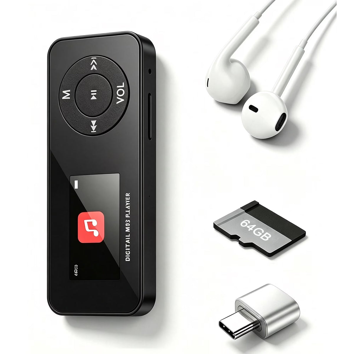 MUSICOZY Portable MP3 Player,Bluetooth 64GB MP3 Player with HD Speaker & Earphone, Mini HiFi Music Player,Built in Voice Recorder, FM Radio,eBook Reader Audio Players, Up to 128GB for Students Sports