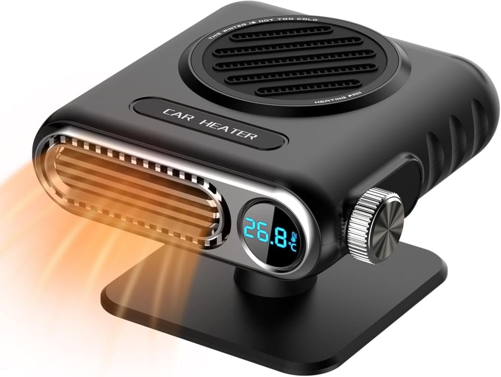 Portable Car Heaters For Vehiclem 12V Car Heater Auto Fan Heater LED Display Adjustable Temperature Fast Heating Car Defrost Defogger Vehicle Mounted Heater Car Windshield Defroster Demister