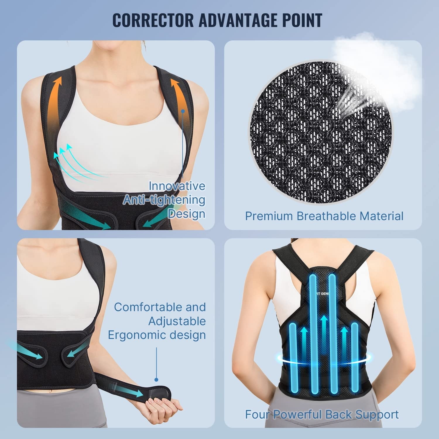 MUSICOZY Back Brace Posture Corrector for Women and Men  Back Straightener Posture Corrector  Scoliosis and Hunchback Correction  Back Pain  Spine Corrector  Support  Adjustable Posture Trainer  Small
