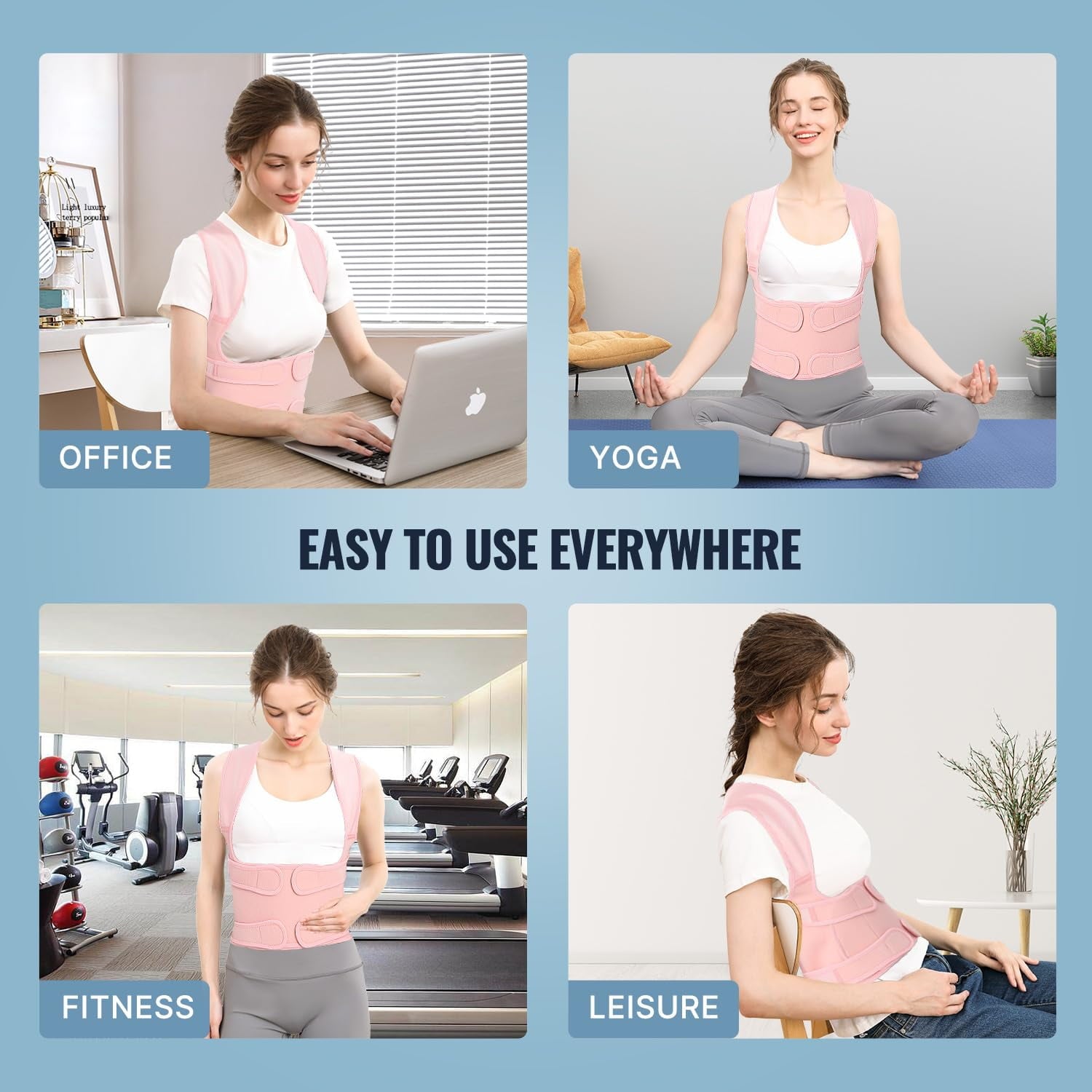 MUSICOZY Back Brace Posture Corrector for Women  Back Straightener Posture Corrector  Scoliosis and Hunchback Correction  Back Pain  Spine Corrector  Support  Adjustable Posture Trainer Pink Large
