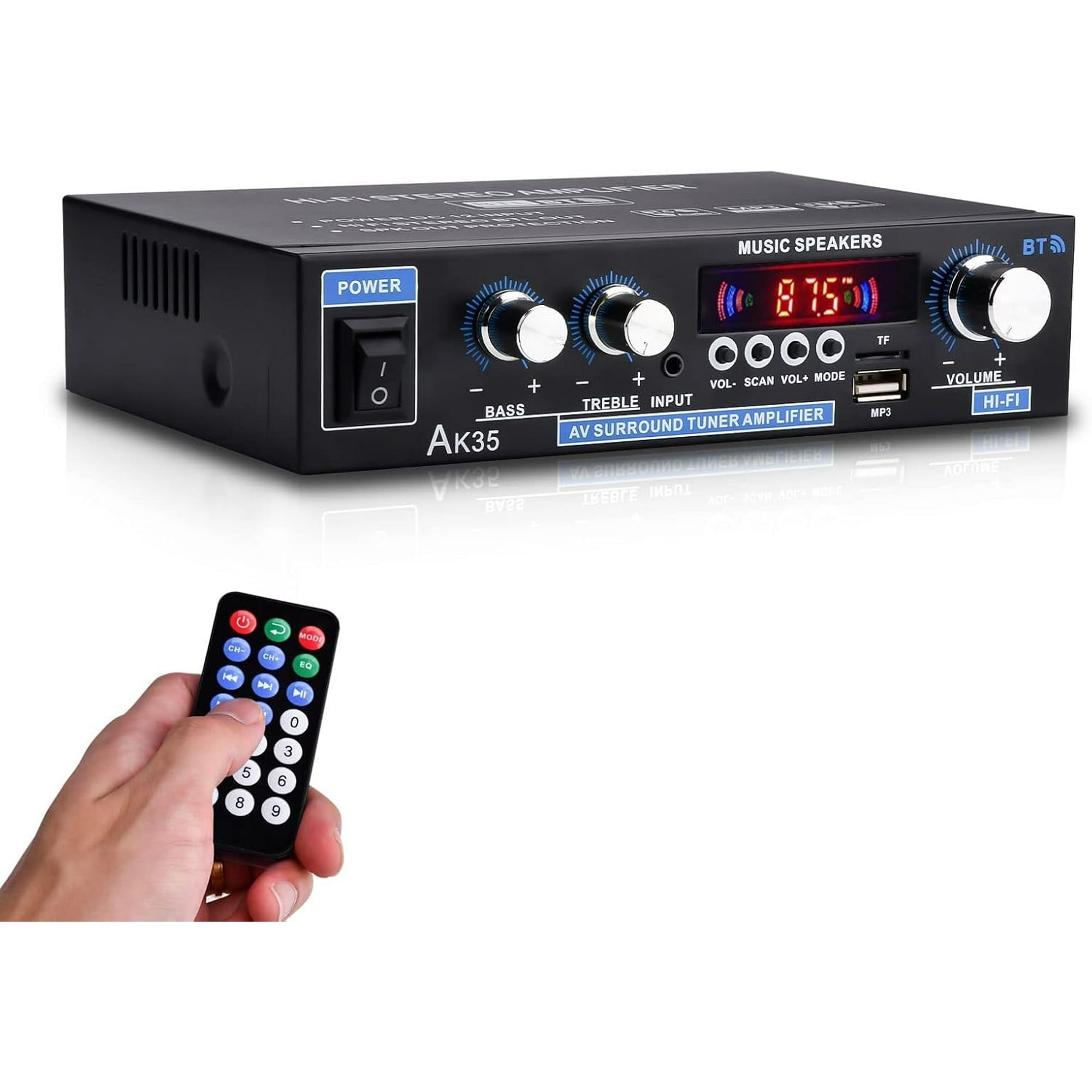 Bluetooth Digital Amplifiers Audio Stereo Receiver AK35 200W Home 110-240V Bluetooth Bass Audio Power compatible Amplifier  Hifi FM USB Auto Music Subwoofer Speakers Audio Amplifier Receiver