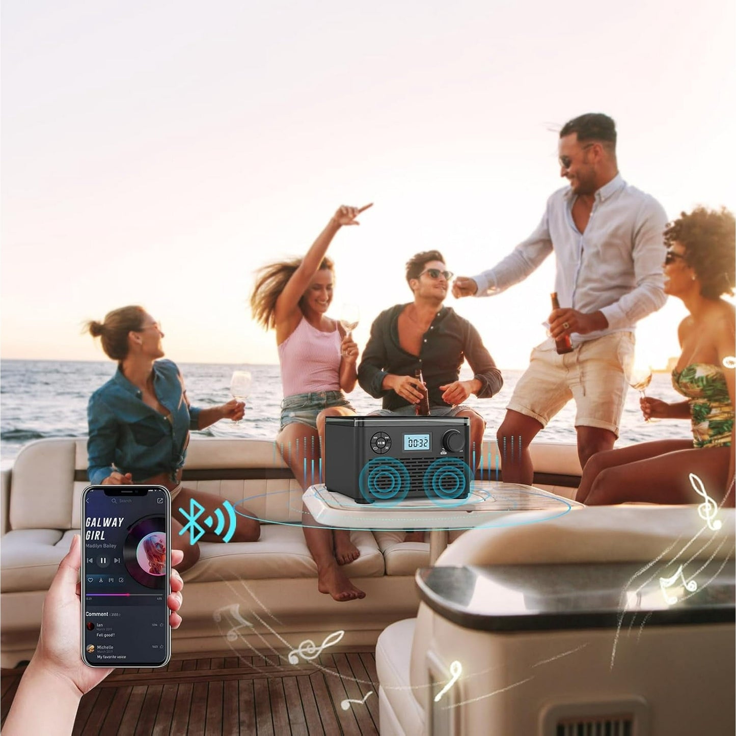 Portable CD Player Boombox with Bluetooth CD Players for Home with Stereo Speakers Rechargeable BoomBox CD Player with FM Radio Support CD/MP3 USB/TF Card Headphone Jack for Home and Kids Gift
