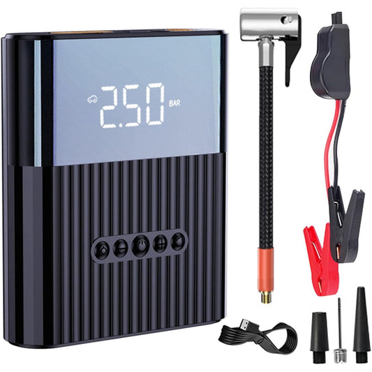 Jump Starter with Air Compressor  Mini Inflator Electric Tire Pump 8800mAh with 150 PSI Digital LCD LED Light Power Bank Jump Starter 12V Portable Battery Jump Box for Car Bicycle Tires Inflatables