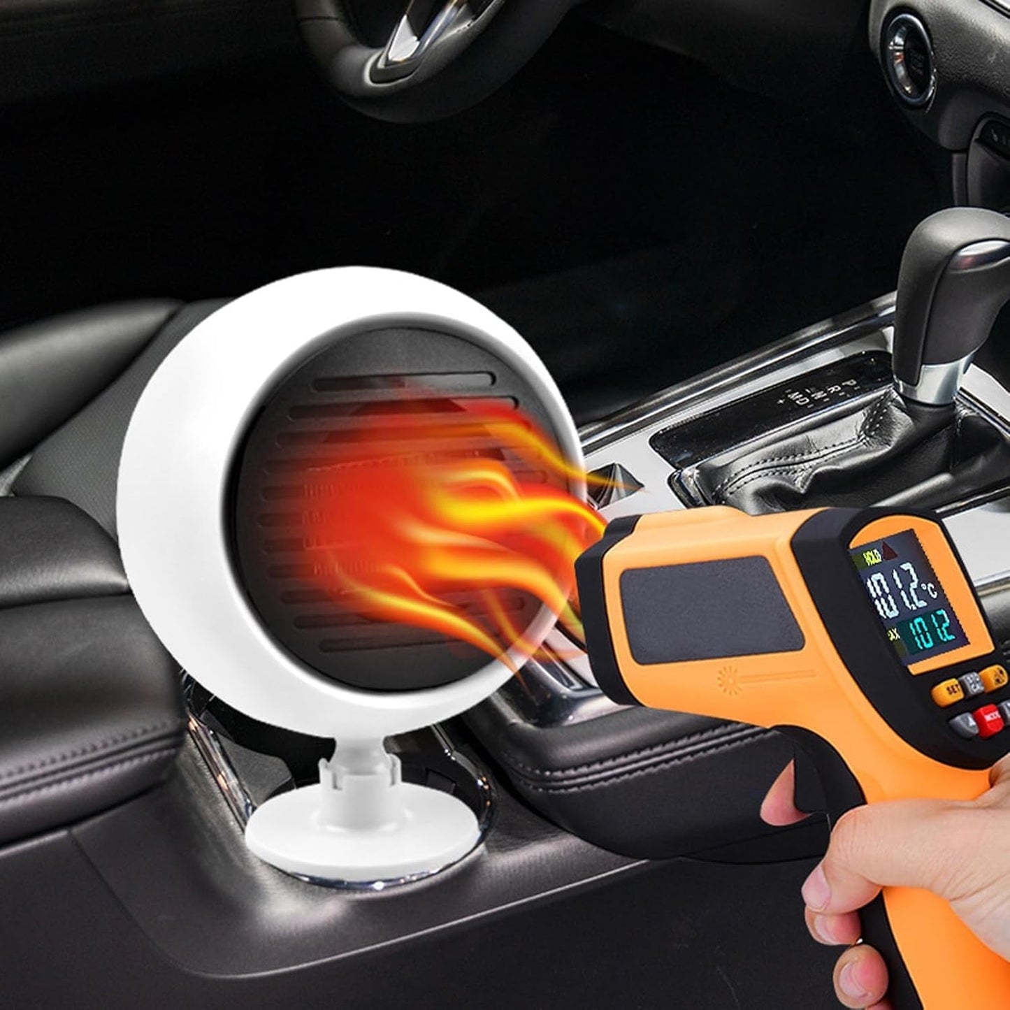 2 In 1 Car Heater Cooler Fan  12V Car Heater Portable 180W Car Air Heater Mini Car Speed Cooling Fan Windshield Defroster Demister 360° Rotatable Heater and Defogger for Car  SUV and more White