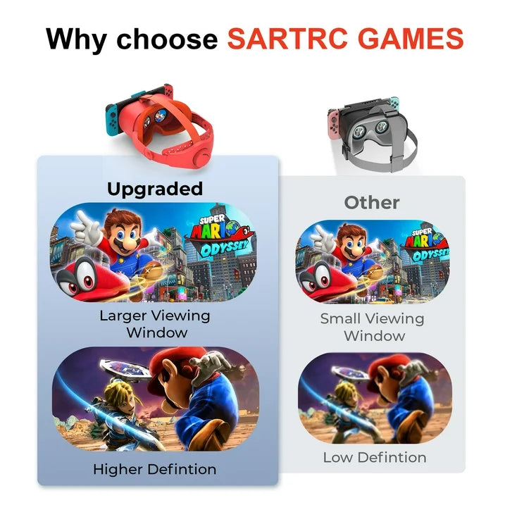 Upgraded VR Headset for Nintendo Switch & Switch OLED Model  3D VR Glasses with Adjustable Lens for Virtual Reality Gaming Experience  Switch VR Labo Goggles Headset for Nintendo Switch(Red)