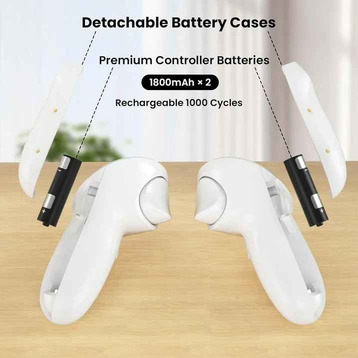 VR Charging Dock for Meta Quest 3  Fast Charging Station with Colorful RGB Light for Oculus Quest 3  Magnetic Charging Stand for VR Headset and Touch Controllers with 2 Rechargeable Batteries  White