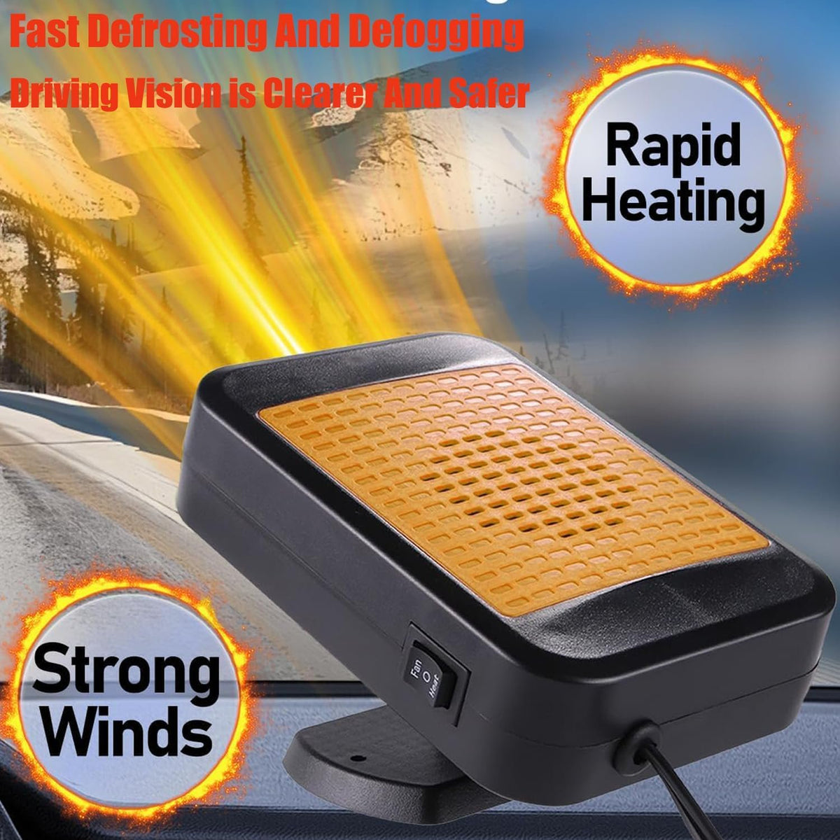 Car Heaters for Vehicle, 12V 200W Fast Heating and Cooling for Car Portable Car Heater and defroster That Plugs into Cigarette Lighter for Car 360° Rotary Car Defroster Windshield Heater (Orange)