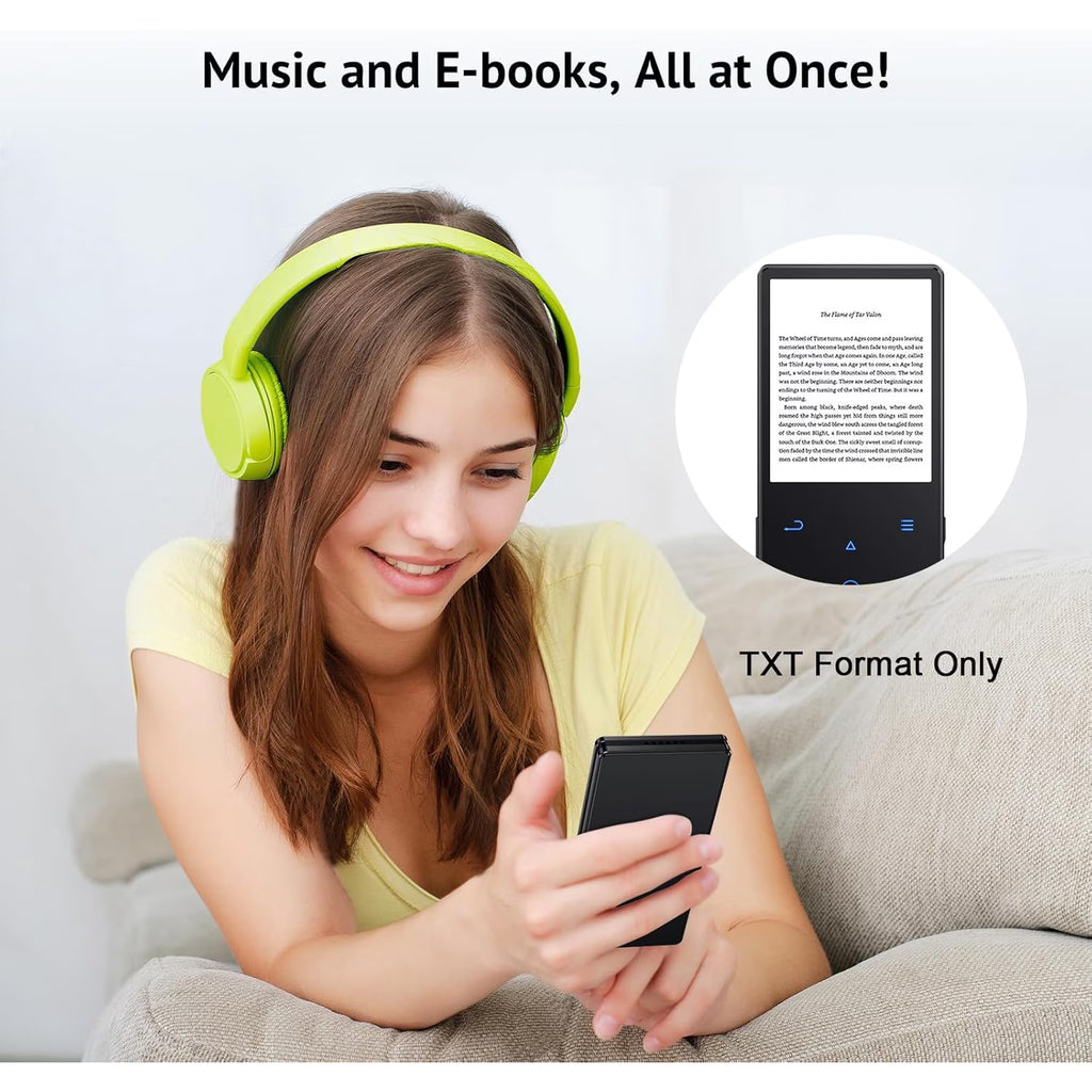 MUSICOZY 64GB MP3 Player with Bluetooth 5.3,Music Player Features HD Speaker, Earphone,2.4" Touch Buttons Screen with FM Radio Voice Recorder E-Book HiFi Sound,Support up to 128GB for Walking,Running