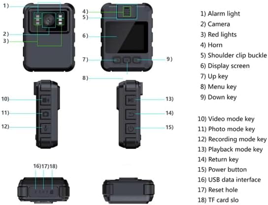 Police Body Cameras with Audio and Video Recording Body Mounted Video Camera Built-in 64GB Personal Wearable Cam with 2.0” Screen Night Vision IP65 for Police Law Enforcement Security(No Wifi)