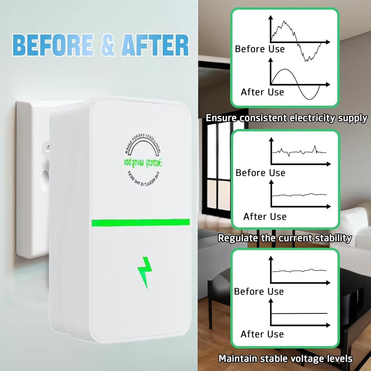 Electricity Saving Box,Energy Saving Device,High Efficiency Household Stable Voltage Device US Plug Reduces Energy Costs, Stabilize Voltage 2 Pack