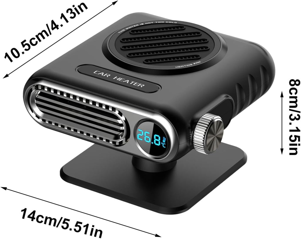 Portable Car Heaters For Vehiclem 12V Car Heater Auto Fan Heater LED Display Adjustable Temperature Fast Heating Car Defrost Defogger Vehicle Mounted Heater Car Windshield Defroster Demister