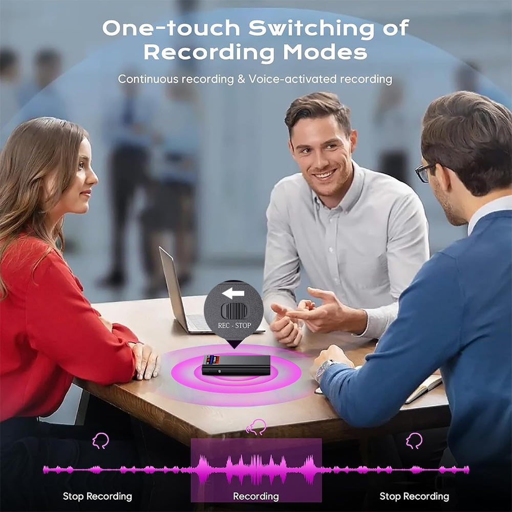 Magnetic Voice Activated Recorder With Screen- (8500 Hours) Voice Recorder with DSP 4.0-AI Noise Cancellation-128GB Portable Recording Device Voice Recorder with Playback for Work Meetings Lectures