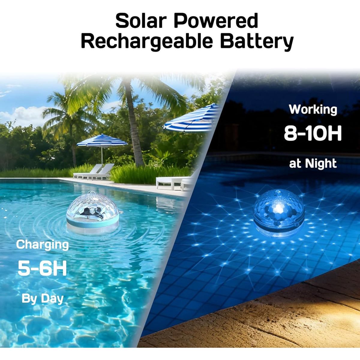 Solar Floating Pool Lights, IP65 Waterproof Outdoor LED Pool Lights with RGB Color Changing Lighting LED Underwater Lights for Pond Pools Outdoor Garden Party Decoration (1 Pack)